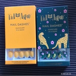 Red Aspen Press On Nail Dashes Bundle Short Square